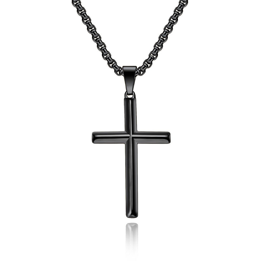 Kemstone Stainless Steel Diamond-Cut Cross Pendant Necklace for Men K-PT391