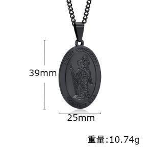 Kemstone Stainless Steel Oval Medallion Pendant Necklace for Men – Black Vintage 60cm PN-1665