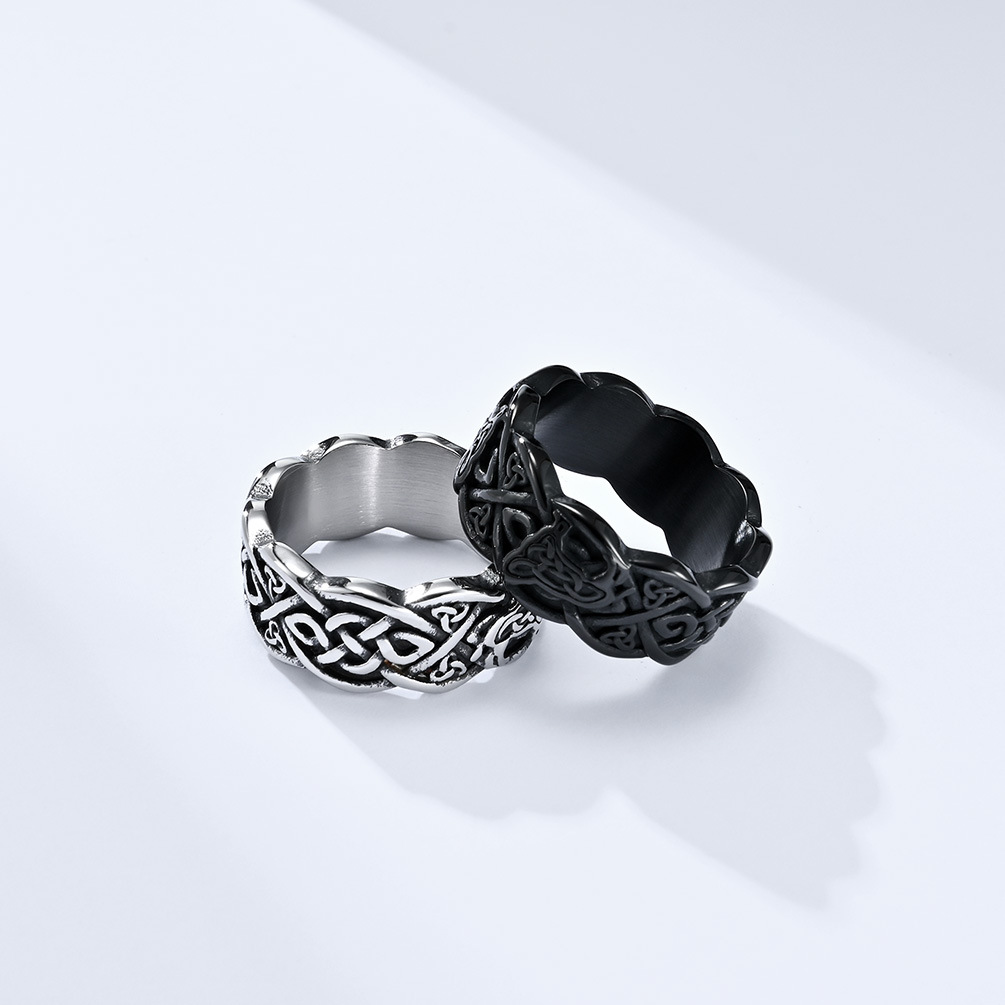 Kemstone Celtic Knot Wolf Ring for Men Stainless Steel Vintage Engraved K-R690