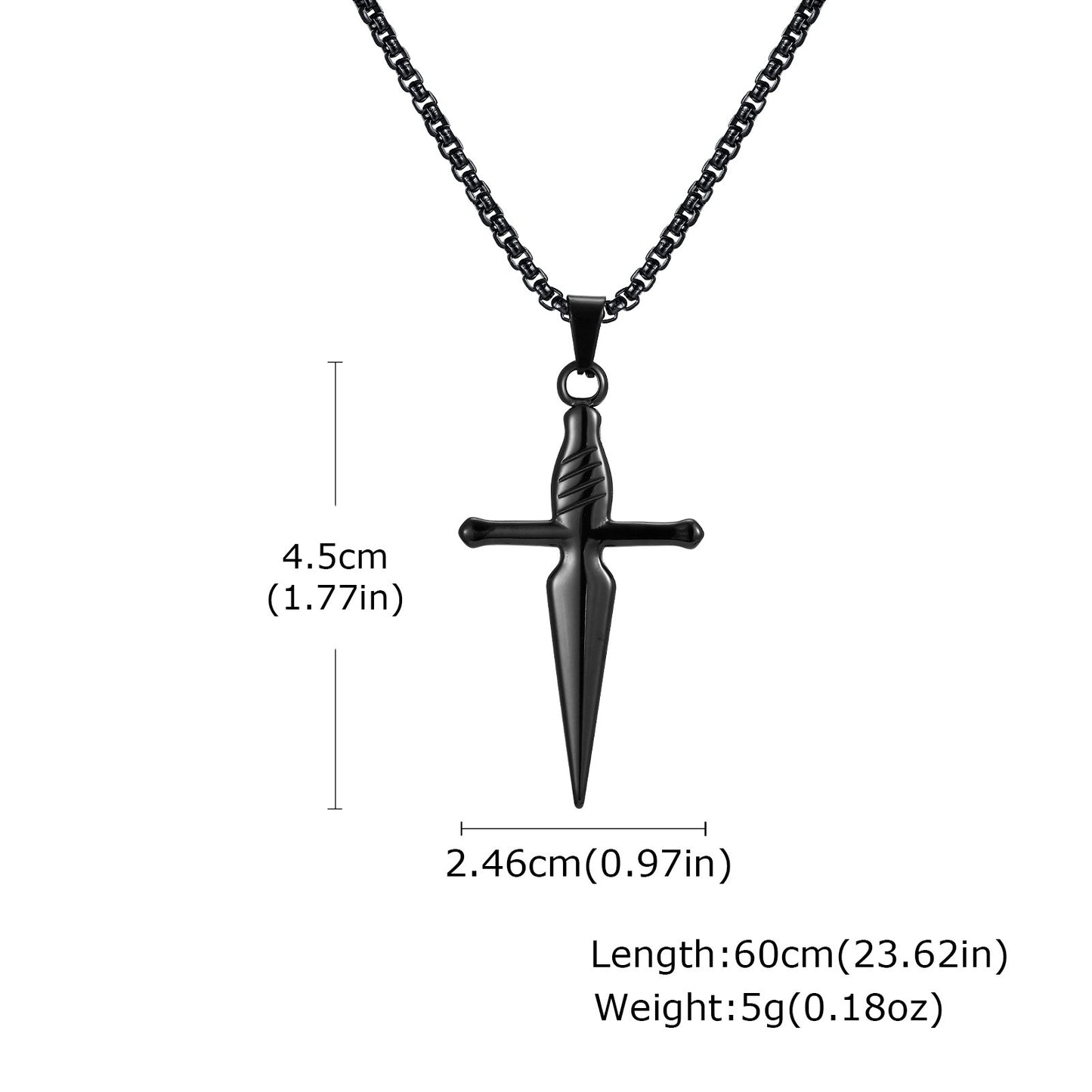 Kemstone Stainless Steel Cross Pendant Necklace for Men,SilverPN-2184