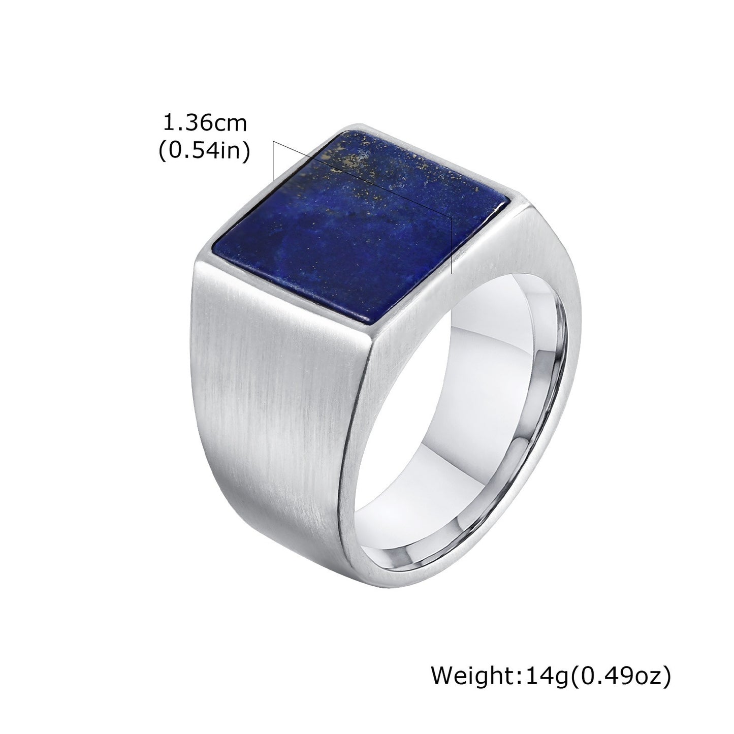 Kemstone Men’s Square Natural Stone Signet Ring Stainless Steel RC682