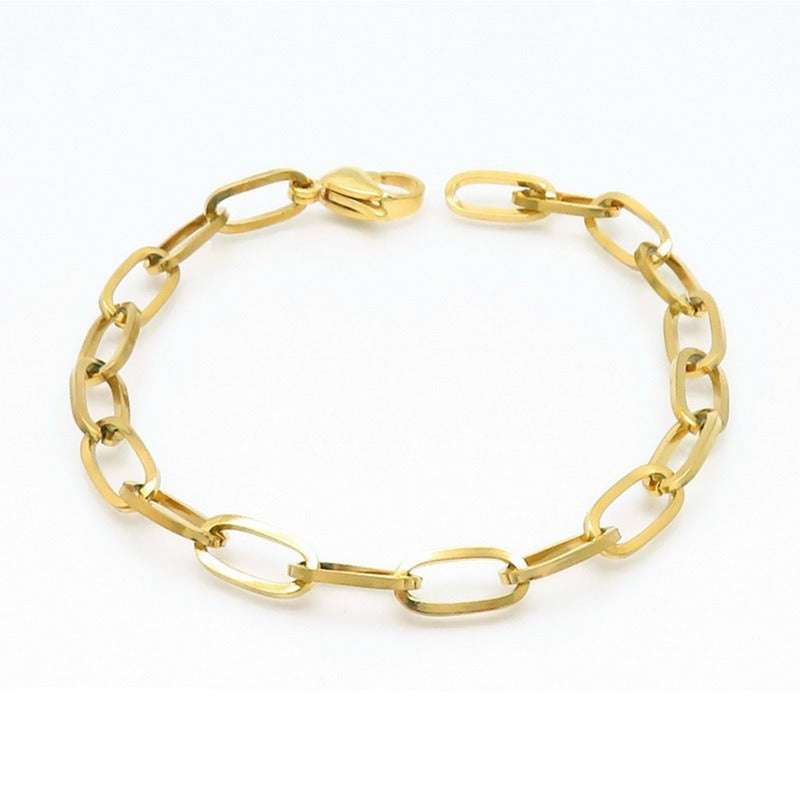 Kemstone O Link Chain Bracelet 6mm Titanium Steel Oval Link for Men Women KB146794-Z
