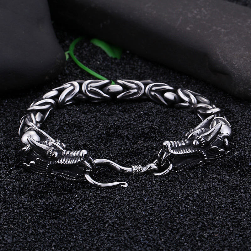 Kemstone Titanium Steel Dragon Head Hook Bracelet for Men KB76472-BD
