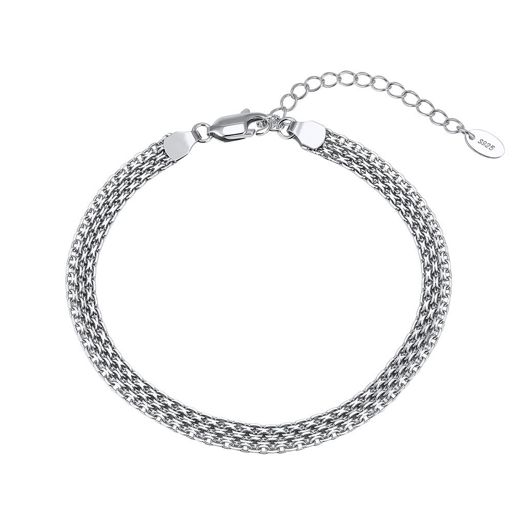 Kemstone 925 Sterling Silver Braided Chain Bracelet for Women – 4mm Weave Design GAB05