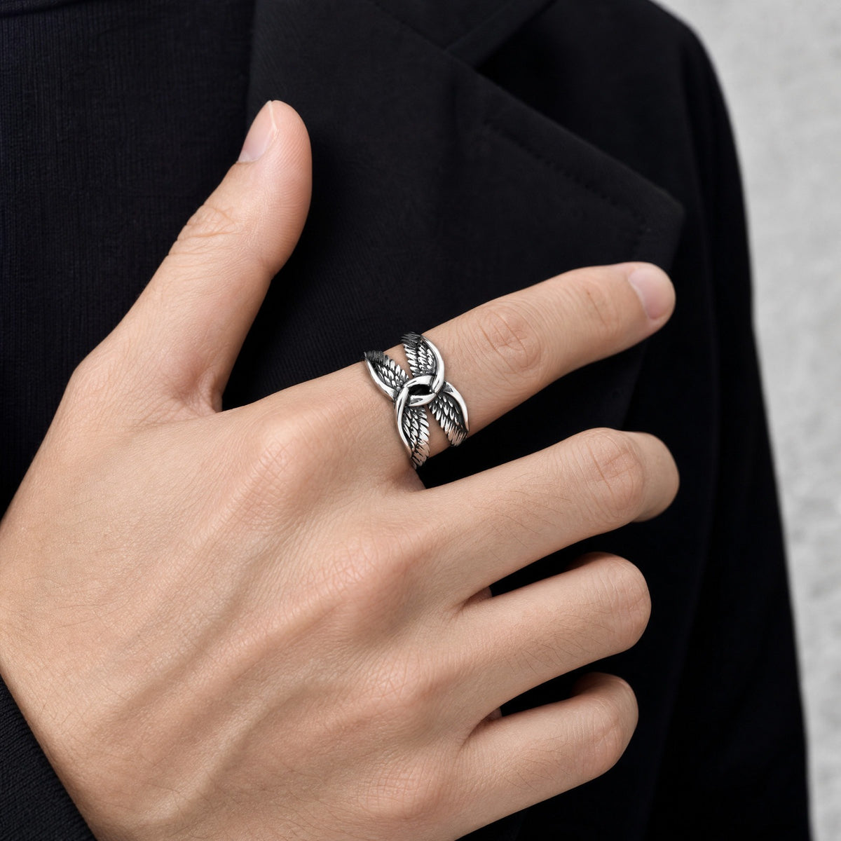 Kemstone Stainless Steel Wing Spider Ring for Men Punk RC-1188