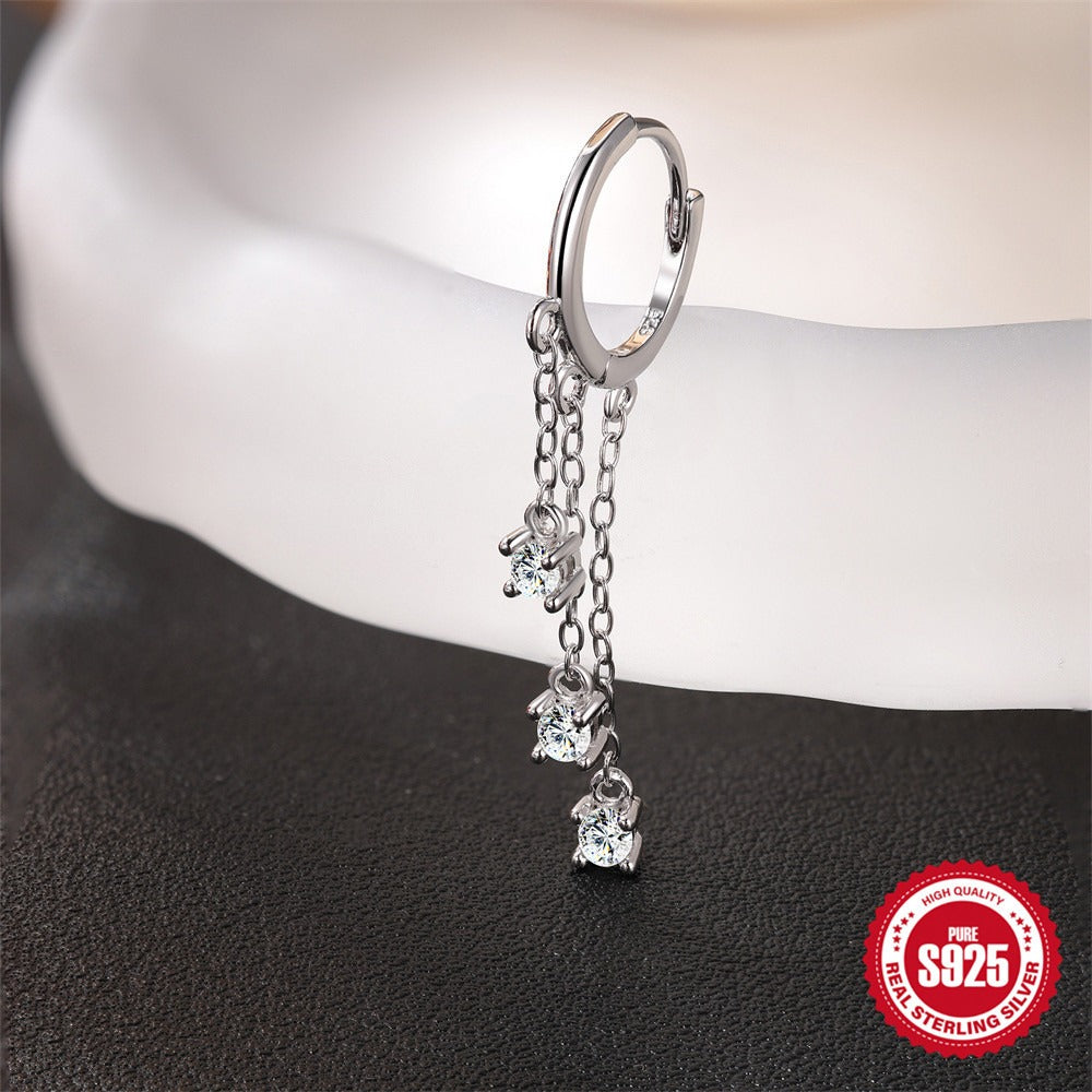Kemstone S925 Sterling Silver Moissanite Chain Drop Earrings for Women M60222111717A