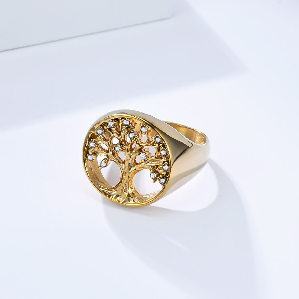 Kemstone Tree of Life Ring – Stainless Steel Crystal Women’s Jewelry K-R1074