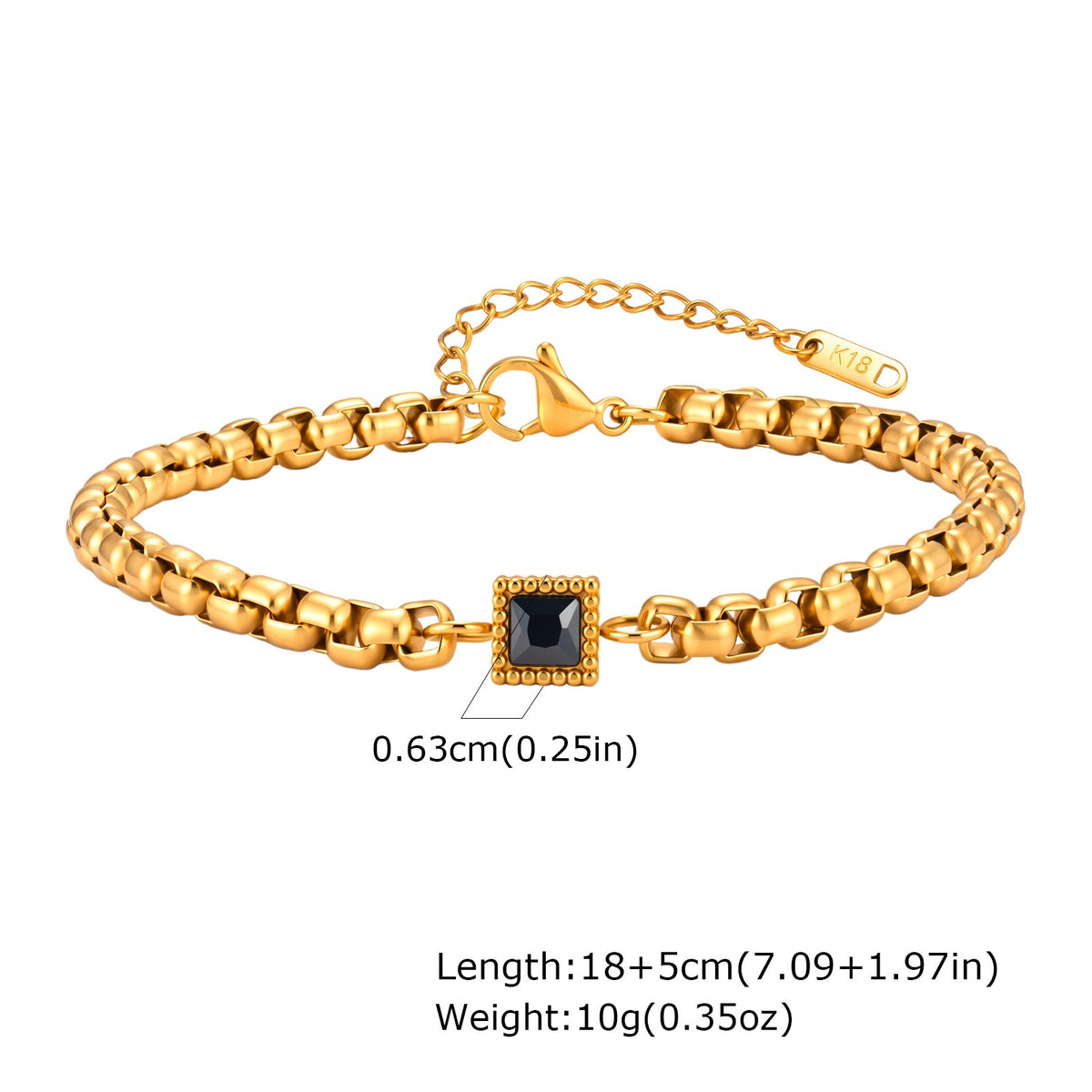 Kemstone Stainless Steel Square Cubic Zirconia Bracelet for Men BR-3204