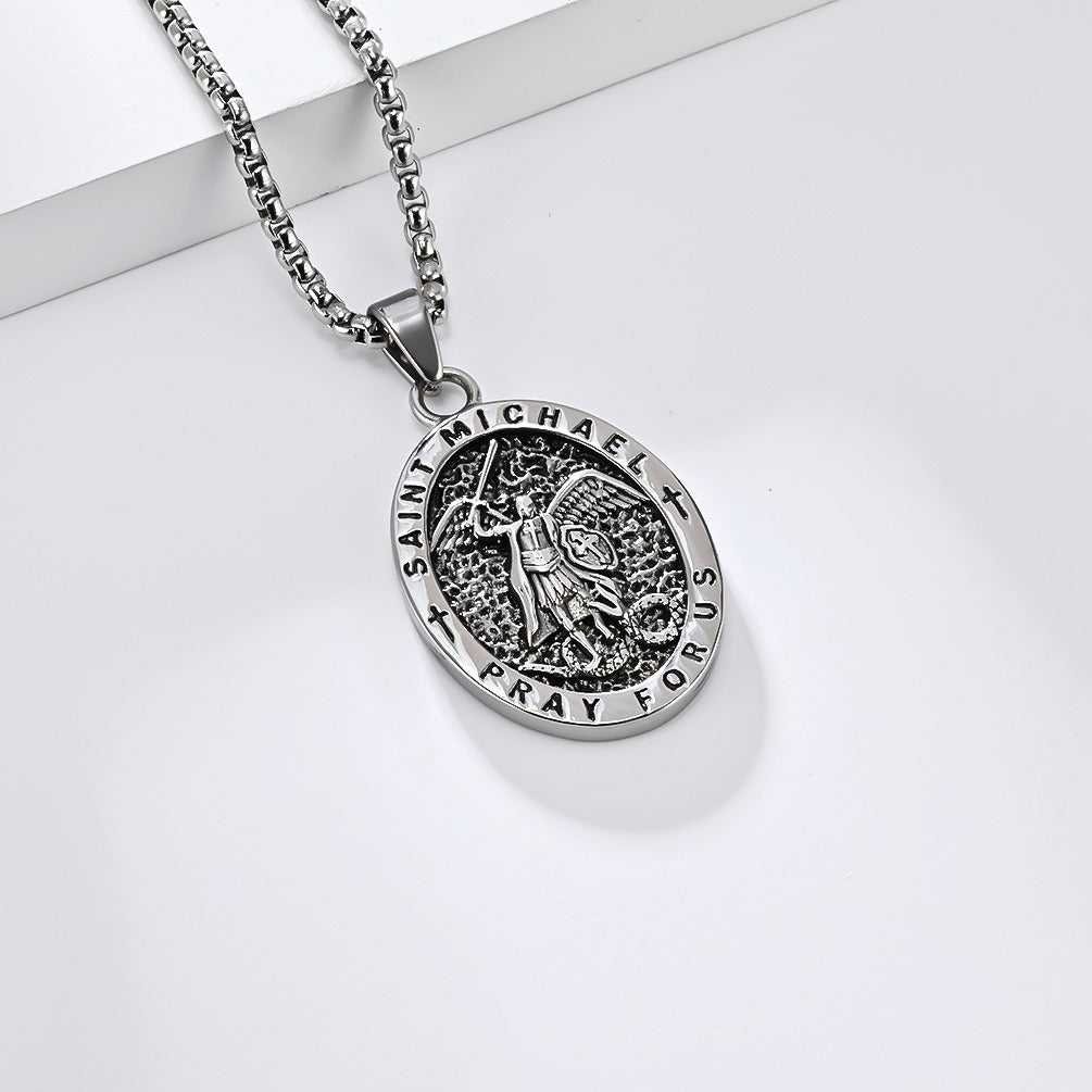 Kemstone Stainless Steel Vintage Medallion Pendant Necklace for Men K-PT604