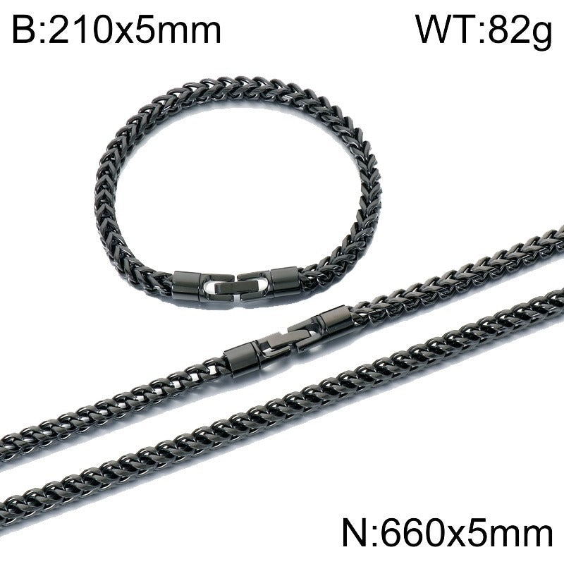 Kemstone Titanium Steel Spinner Chain Necklace Bracelet for Men Rotating Clasp KB213822-KFC