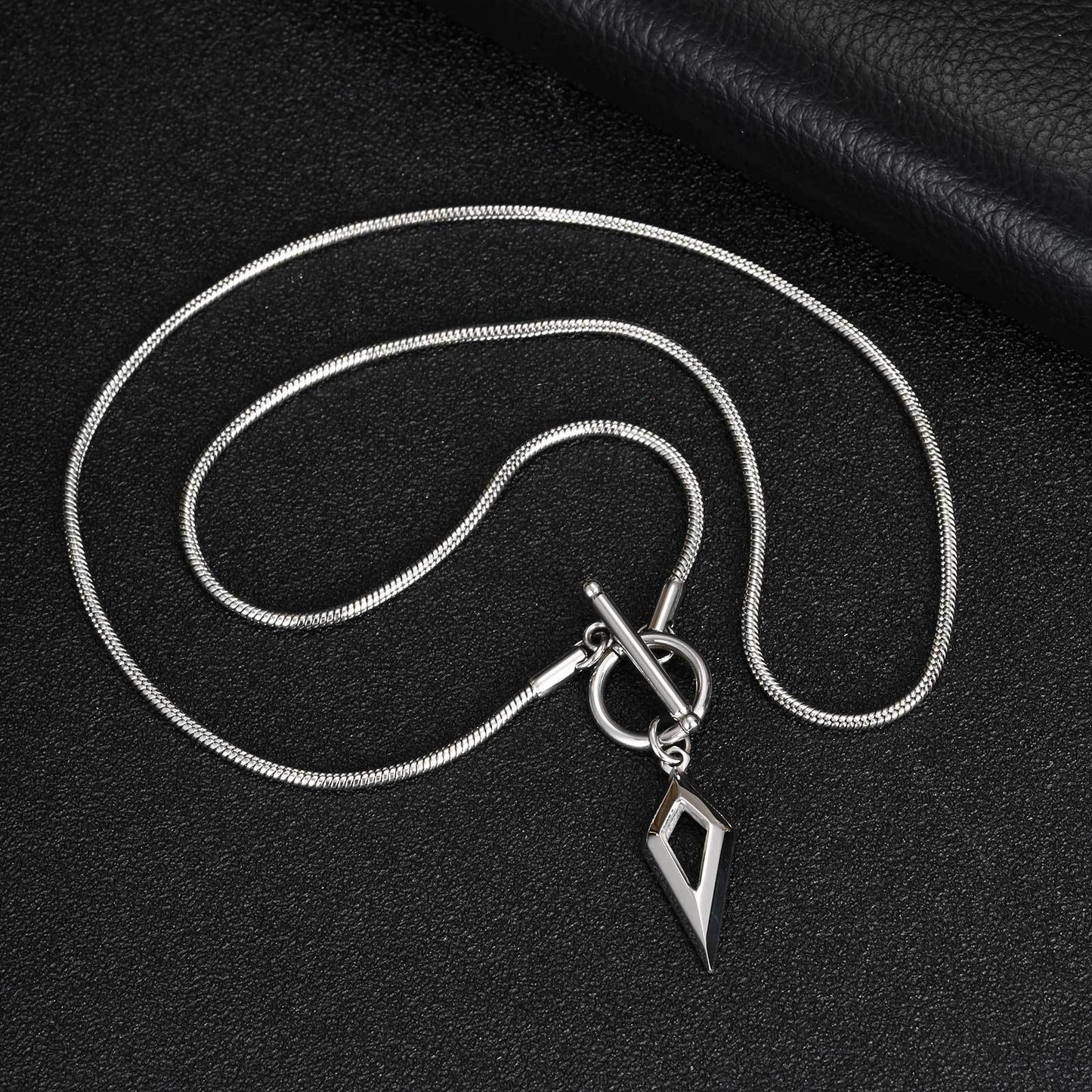 Kemstone Stainless Steel Four-Point Star Pendant Necklace – O-Ring Toggle Snake Chain for Men