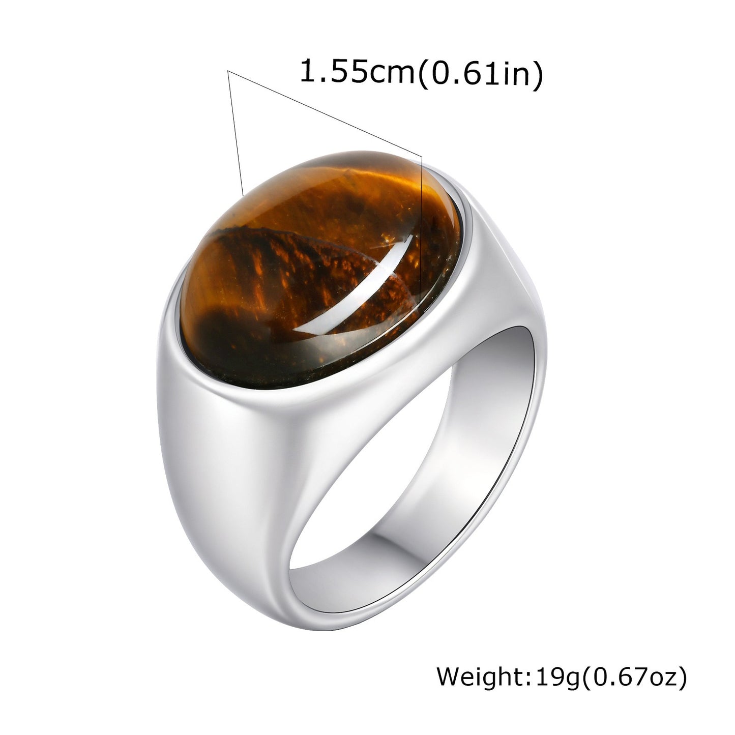 Kemstone Men’s Stainless Steel Ring – Oval Black Onyx Signet Style RC-829