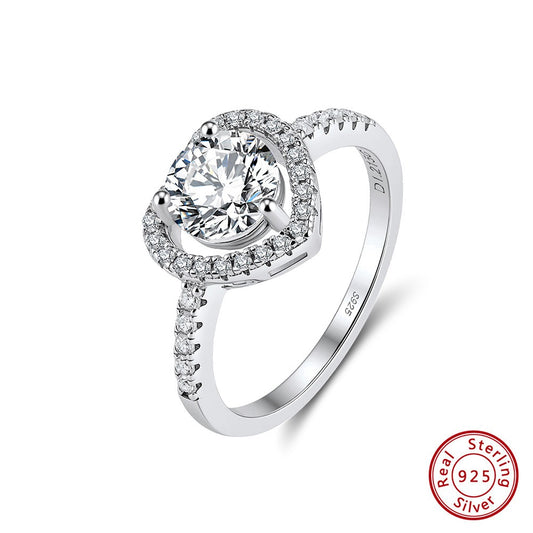 Kemstone 925 Sterling Silver Heart-Shaped Moissanite Ring for Women – 6.5mm Stone MOR14