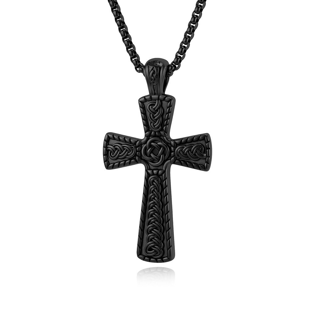Kemstone Celtic Cross Necklace for Men Stainless Steel Interwoven Knot Pendant K-PT734