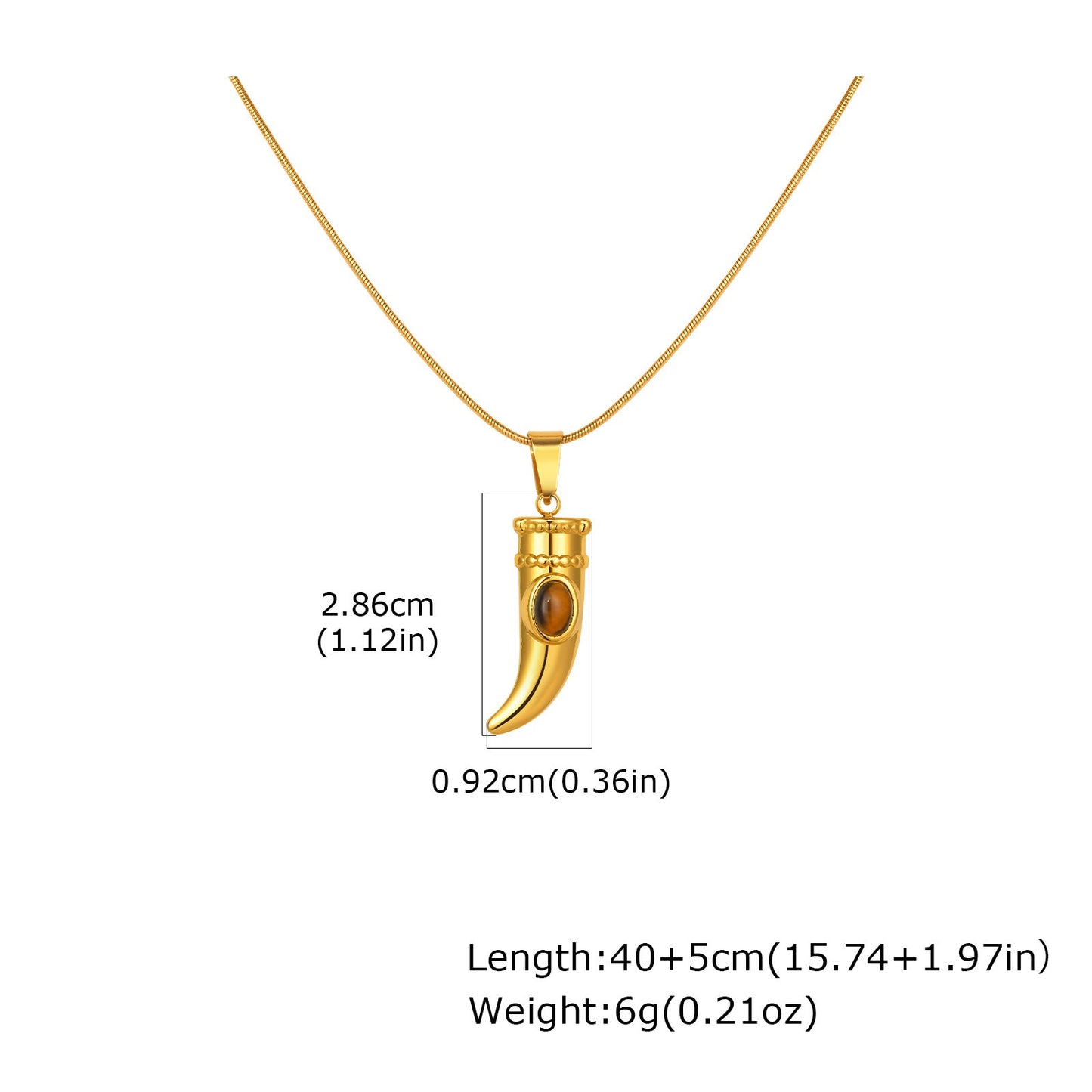 Kemstone Stainless Steel Hamsa Hand Tiger Eye Horn Pendant Necklace – Layered Design for Men & Women PN-2332