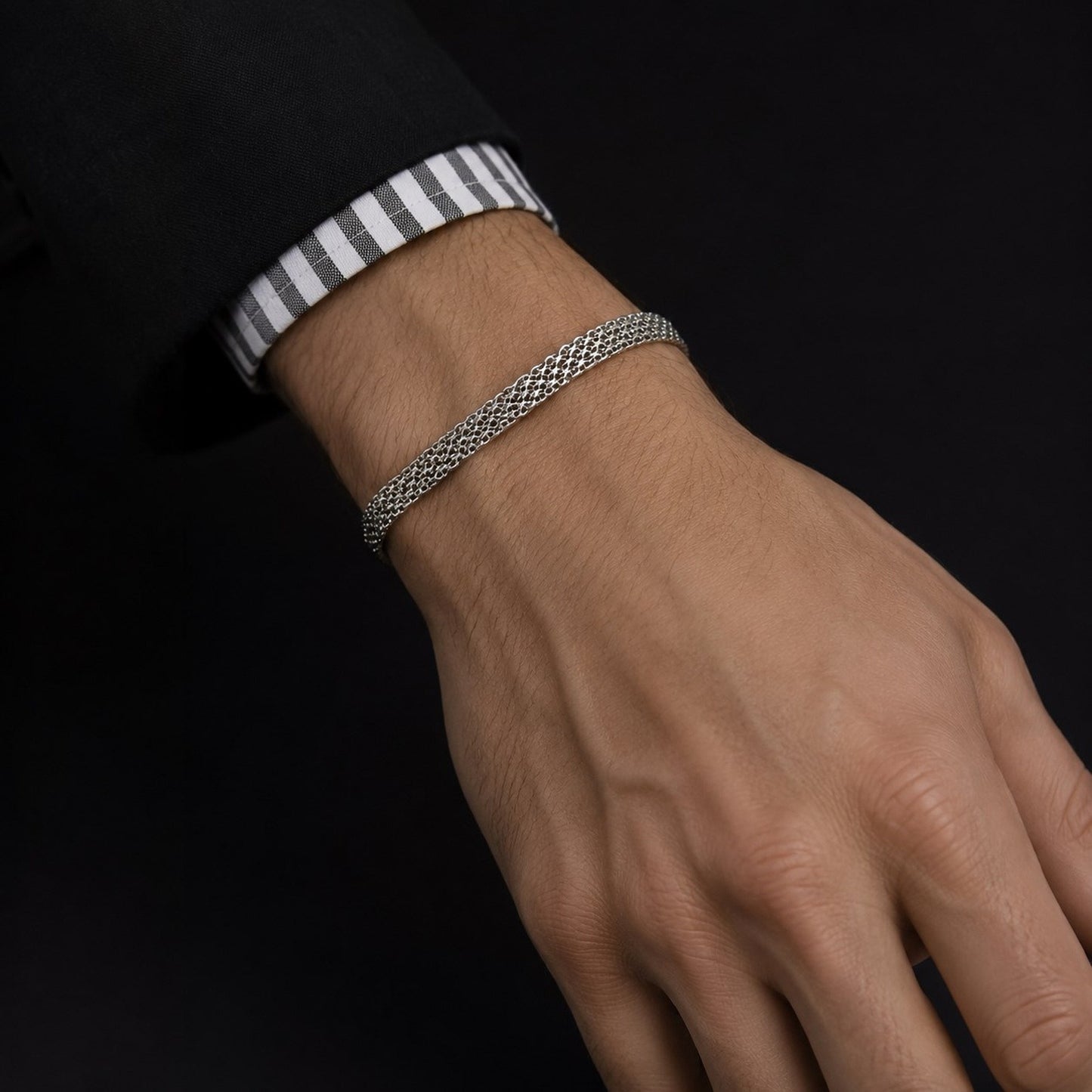 Kemstone Flat Woven Mesh Bracelet for Men Copper Chain BR-3043