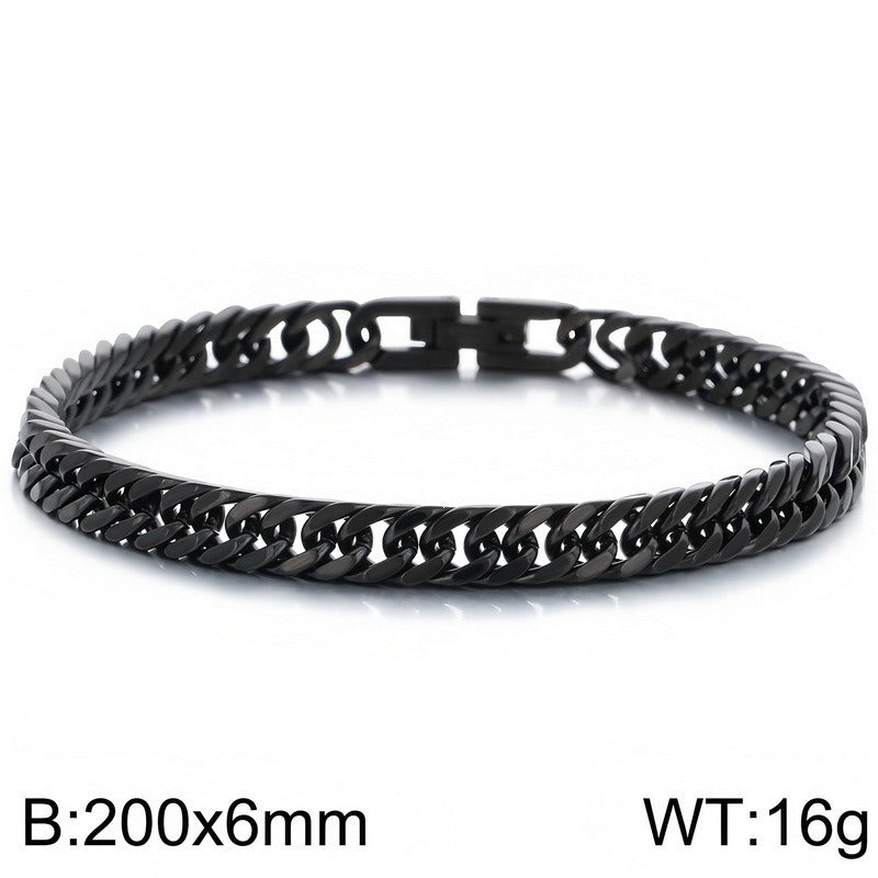 Kemstone Titanium Steel Double Curb Chain Bracelet for Men KB186683-Z