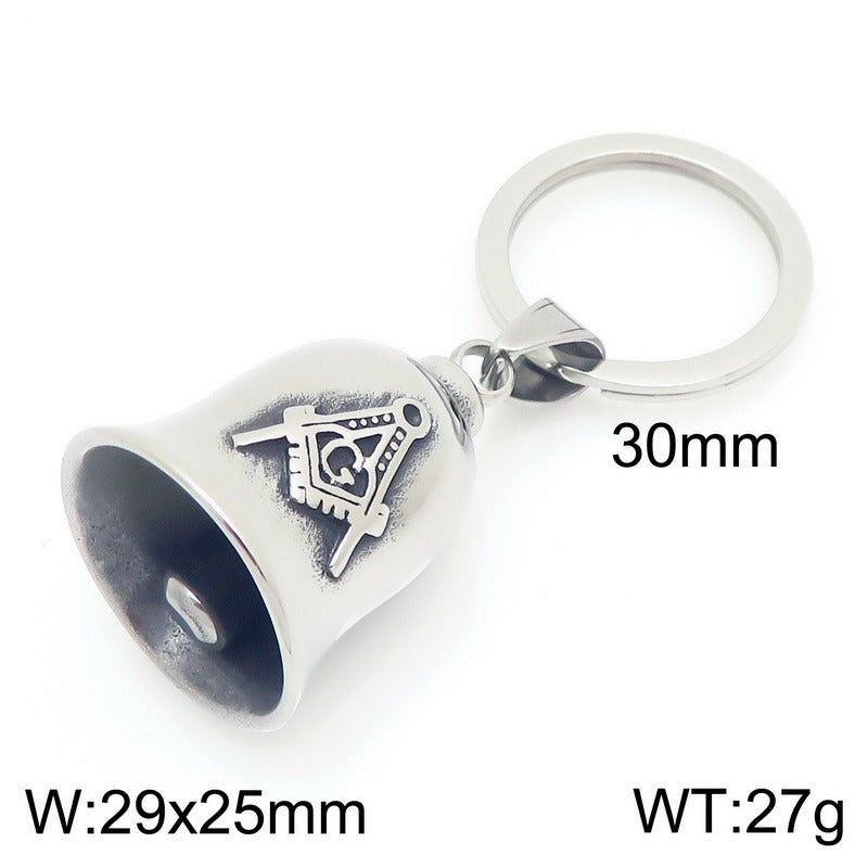 Kemstone Viking Compass Bell Keychain – Titanium Steel Rune Pendant KY1483-K