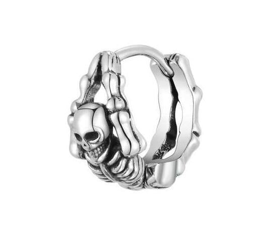 Kemstone Skull Huggie Earrings Stainless Steel Small Hoops for Men & Women EH-750