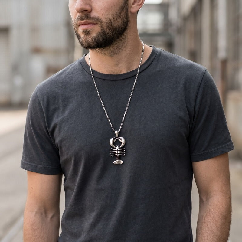Kemstone Stainless Steel Lobster Pendant Necklace for Men Marine Object Chain KP117944-KJX