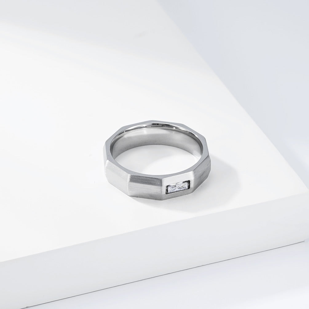 Kemstone Geometric Faceted Stainless Steel Ring for Men Women K-R1131