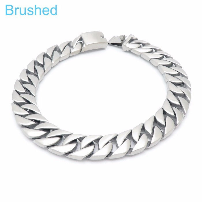 Kemstone Men’s Heavy 24mm Cuban Link Chain Necklace – Stainless Steel Streetwear Jewelry Bold Punk Style KN10319-D