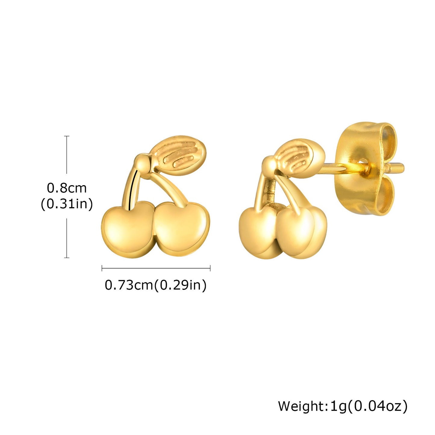 Pendientes de acero inoxidable color cereza dorado: joyas minimalistas y elegantes para lucir radiante a diario ES-612
