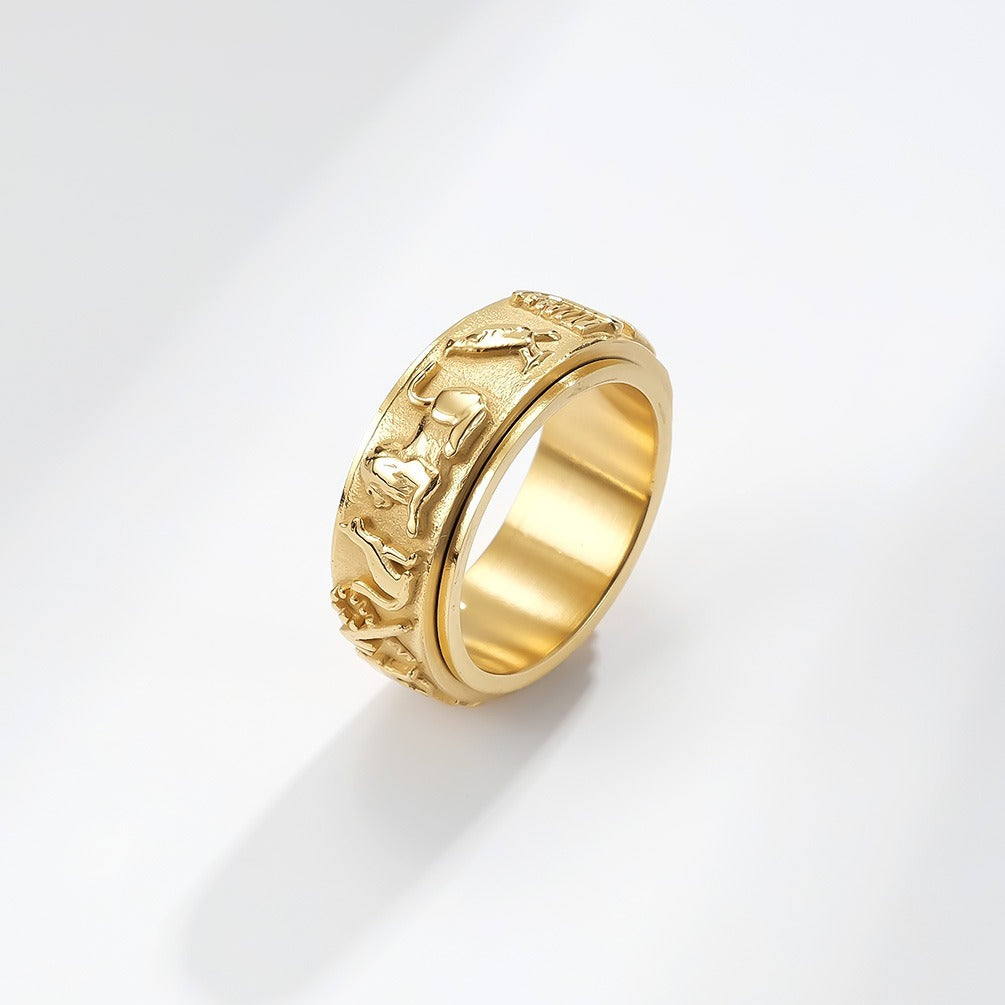 Kemstone Men’s Titanium Steel Egyptian Spinner Ring – Vintage Fidget K-R678