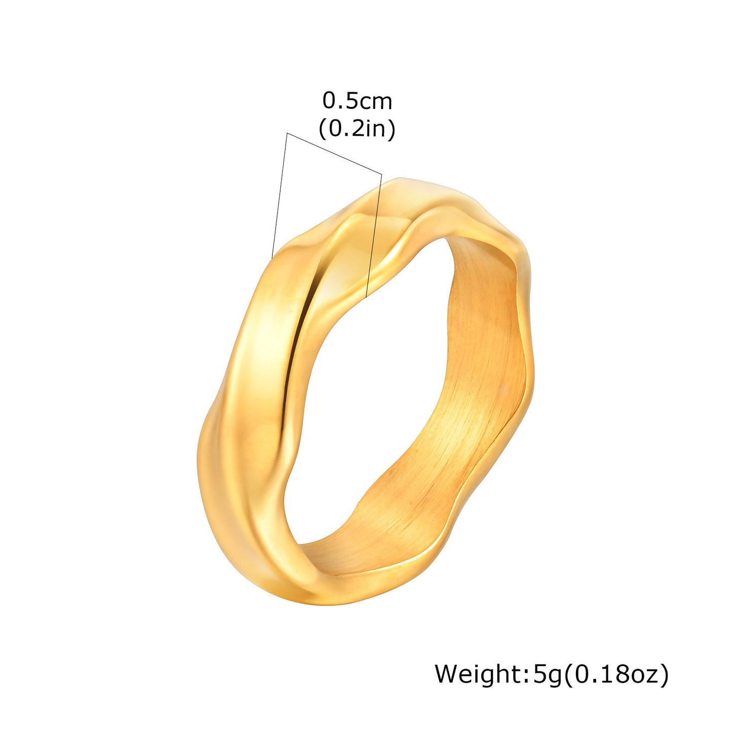 Kemstone Stainless Steel Möbius Ring – Men’s Vintage Silver Gold Band RC-727