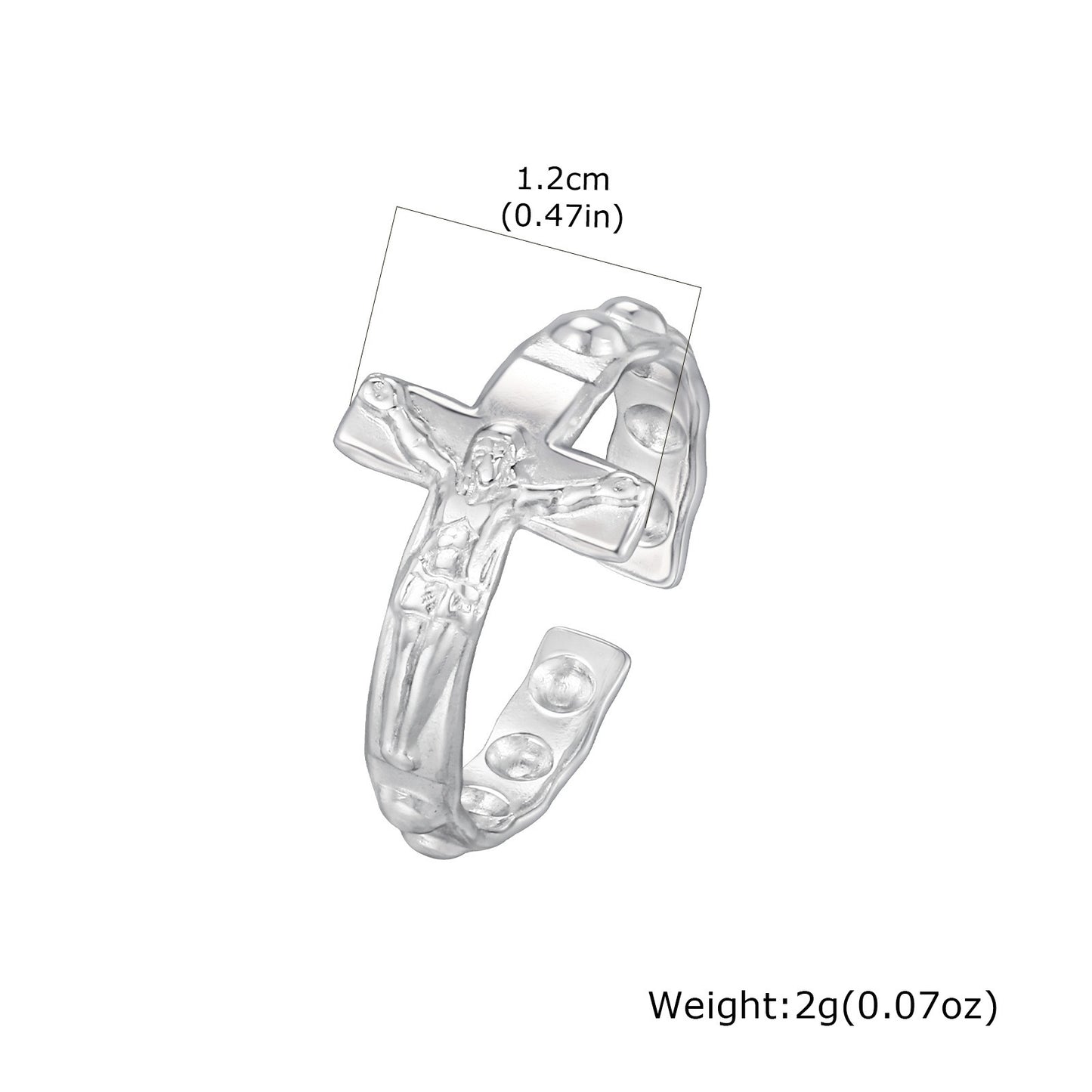 Kemstone Stainless Steel Cross Open Ring for Men Vintage RC-1073