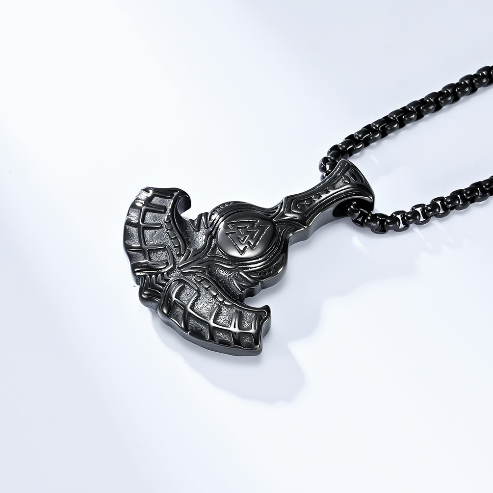 Kemstone Viking Axe Pendant Necklace for Men Stainless Steel Nordic Style K-PT466