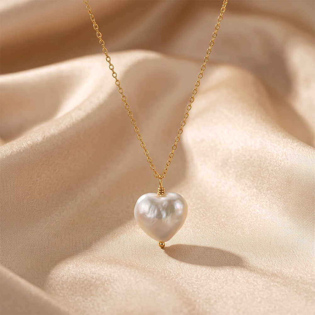 Kemston Baroque Heart Freshwater Pearl Necklace for Women 925 Sterling Silver GPN115