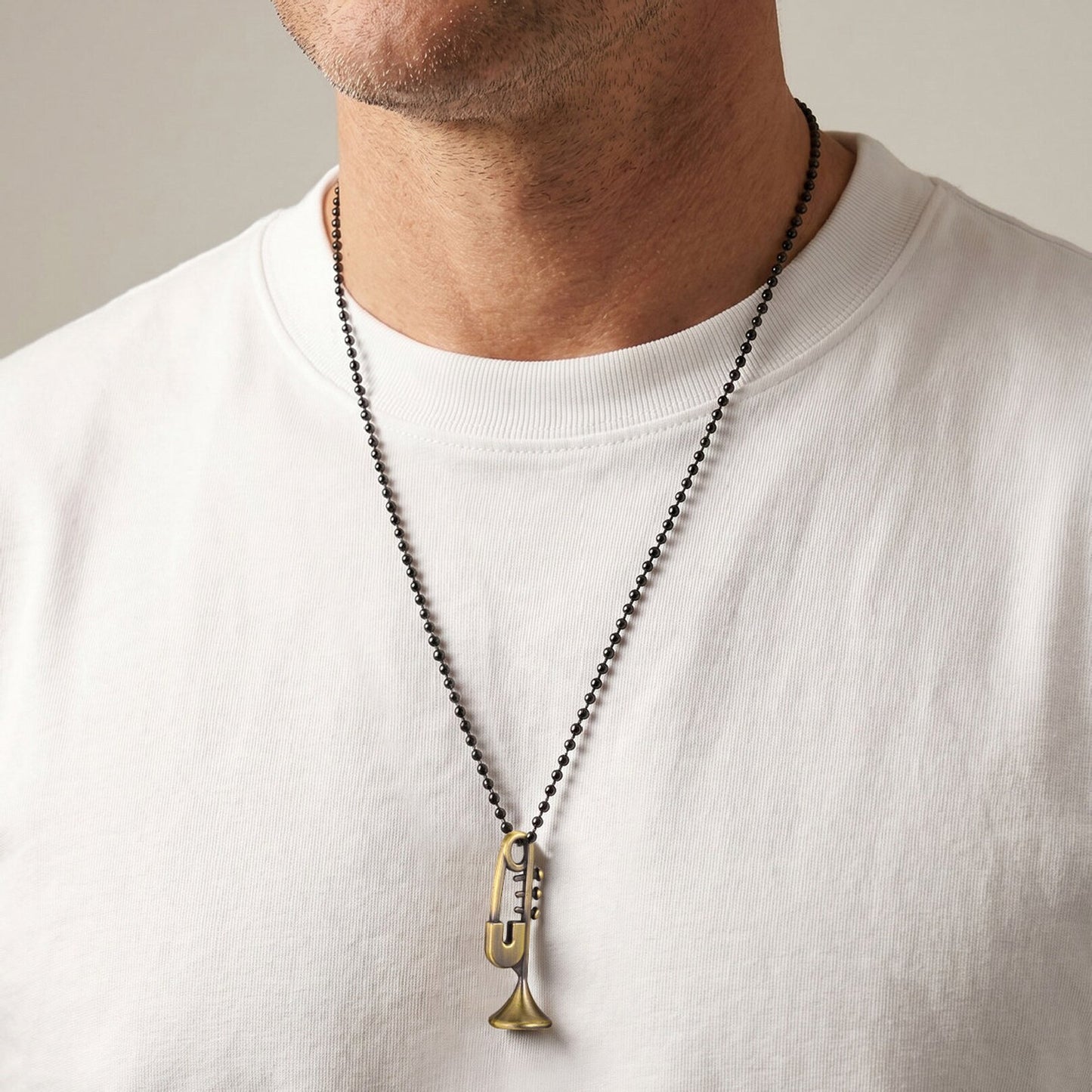 Kemstone Trumpet Pendant Necklace for Men Hip Hop Streetwear Copper NC-3029