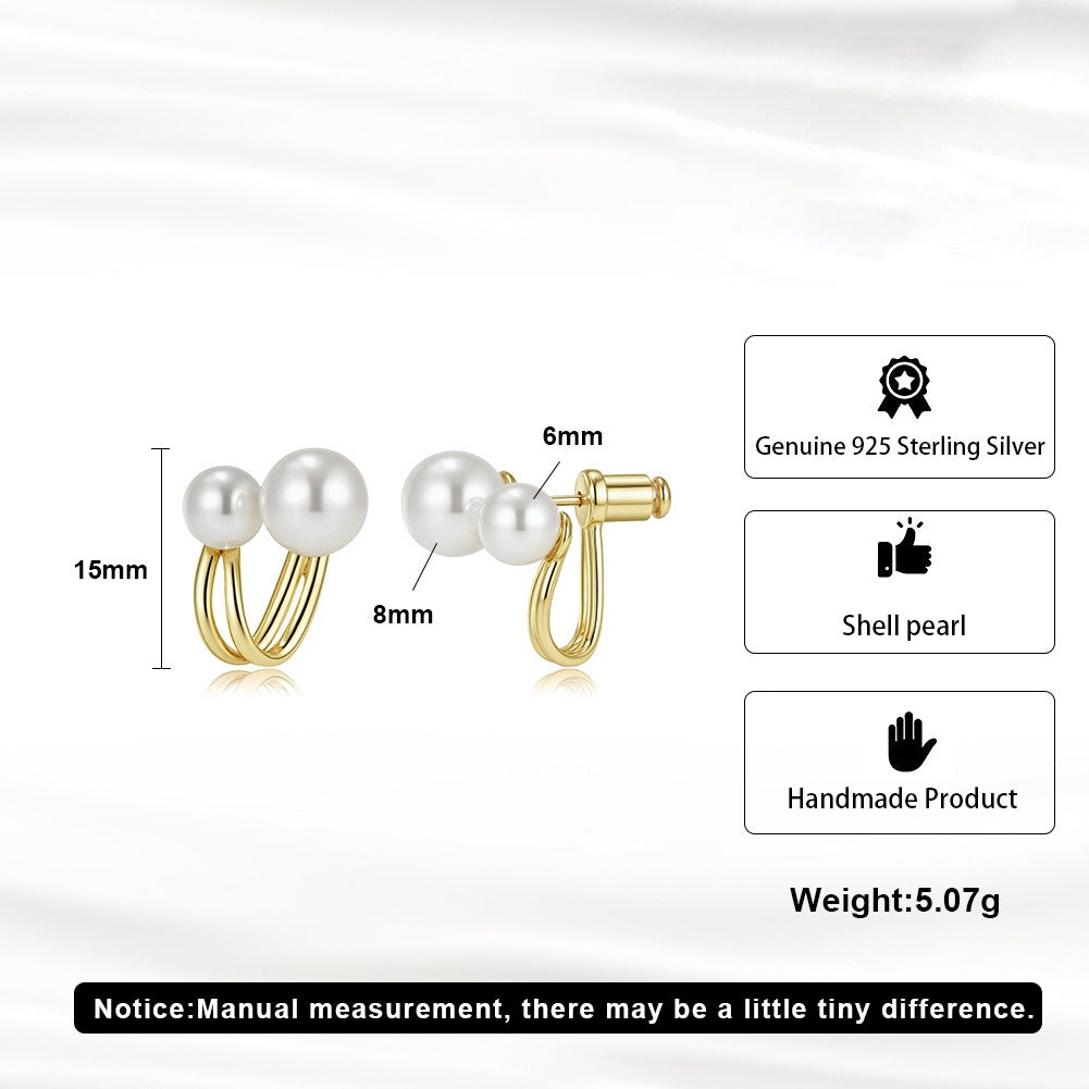 Kemstone 925 Sterling Silver Pearl Stud Earrings for Women PSE05