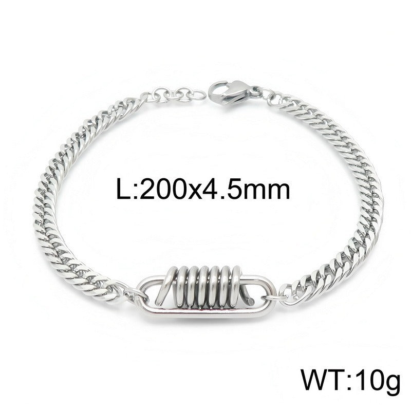 Kemstone Titanium Steel Coil Curb Chain Bracelet for Men KB146635-KLHQ