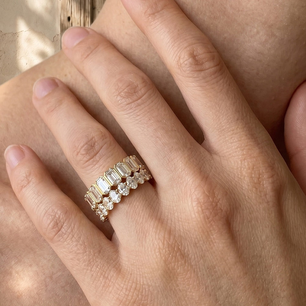 Kemston Baguette Moissanite Eternity Ring for Women 925 Sterling Silver SMOR27