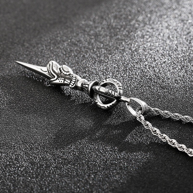 Kemstone Men’s Titanium Steel Vajra Pendant Necklace – Vintage Spike Design KP57670-BD