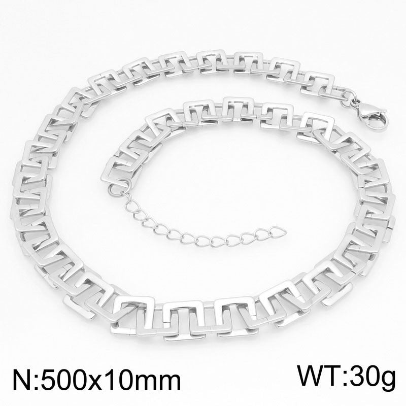 Kemstone Square Link Chain Necklace Bracelet Stainless Steel for Men Women KB211661-KFC