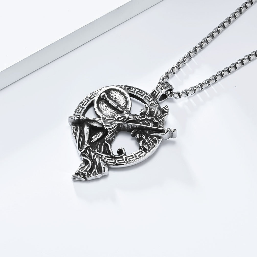 Kemstone Figure Relief Pendant Necklace for Men Stainless Steel Vintage Medallion K-PT585
