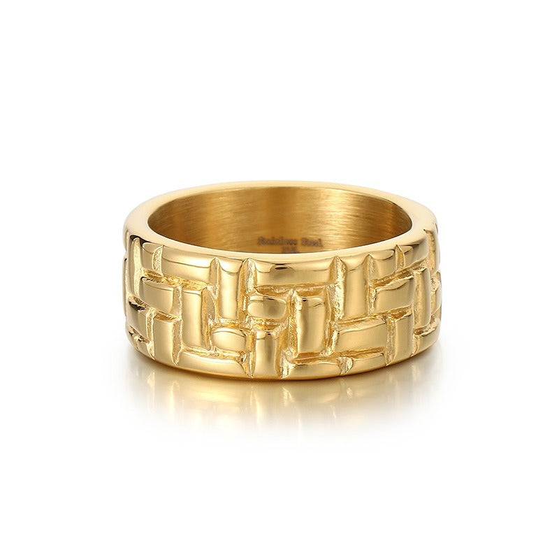 Kemstone Stainless Steel Minimalist Ring – Geometric Circle Band for Men | Urban Gothic Streetwear Style KR107928-KJX