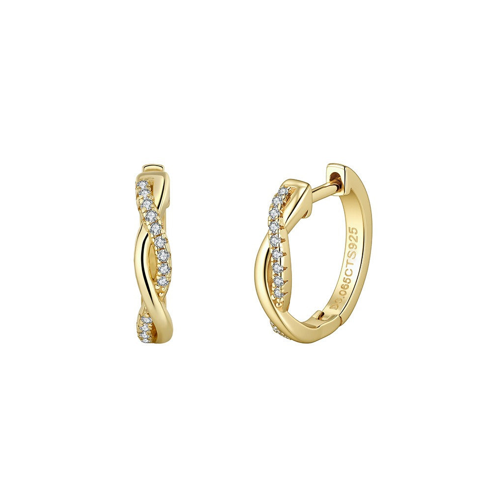 Kemstone Prong Set Moissanite Hoop Earrings for Women – 925 Sterling Silver, 14K Gold Plated / Silver – MOE19