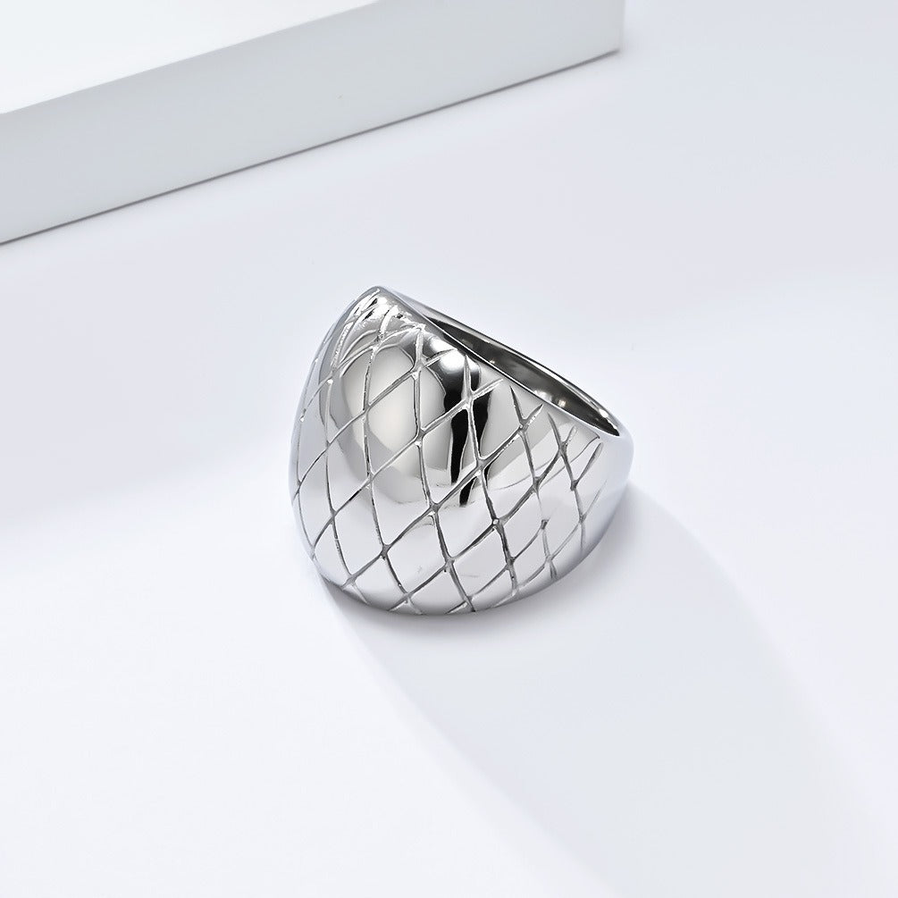 Geometric Mesh Stainless Steel Ring – Modern Artisan Design for Everyday Luxury and Timeless Expression K-R973