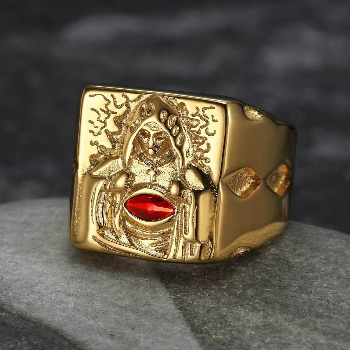 Kemstone Figure Signet Ring for Men Marquise Cubic Zirconia TR0535