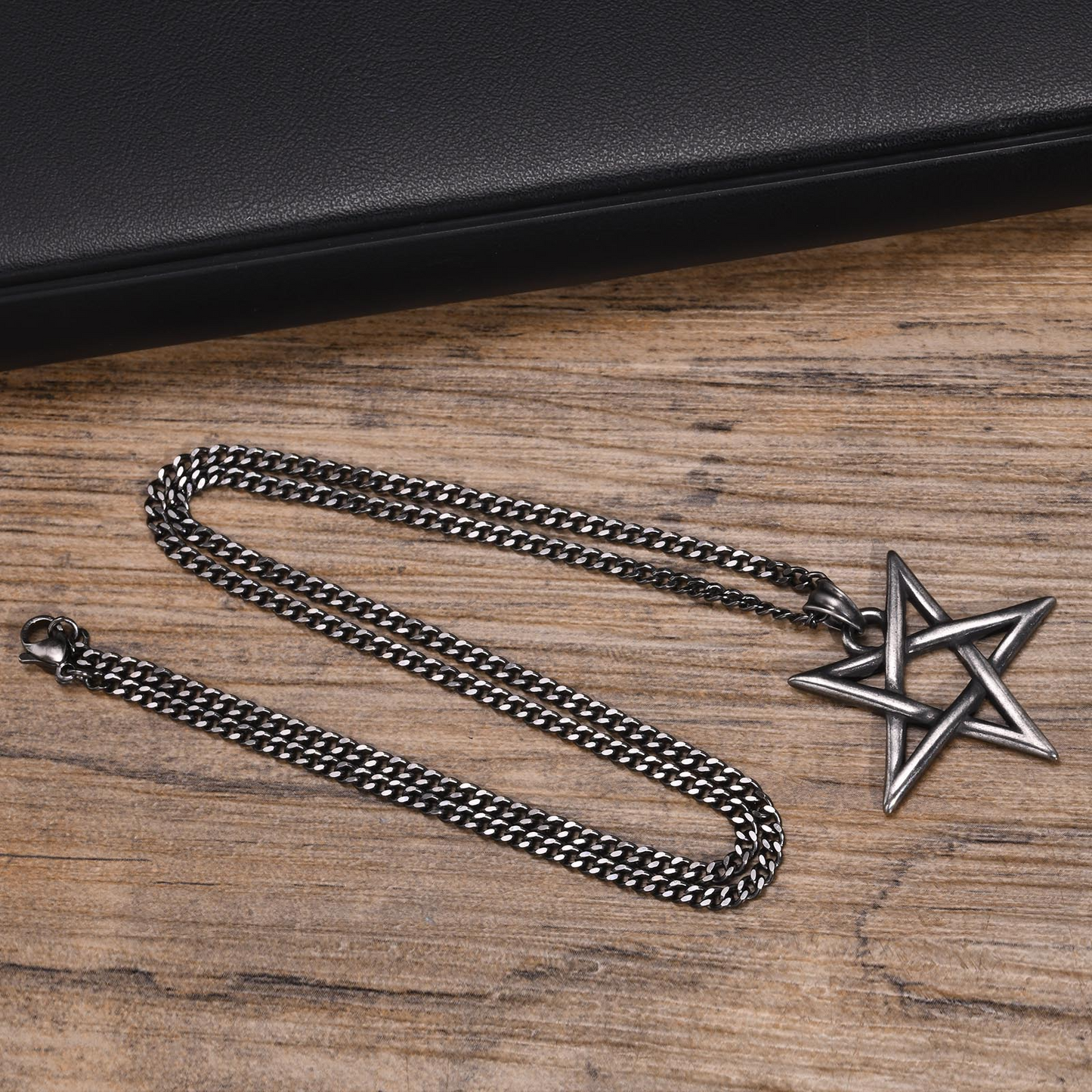 Kemstone Stainless Steel Pentagram Necklace – Gothic Five-Point Star Pendant PN-1368