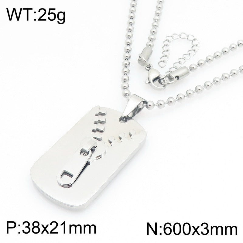 Kemstone Titanium Steel Zipper Tag Pendant Necklace for Men Women KN301415-KFC