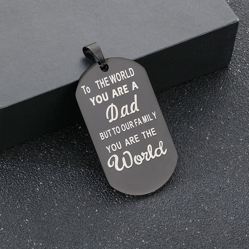 Kemstone Titanium Steel Dad Message Tag Necklace – Father’s Day Gift KP100218-Z