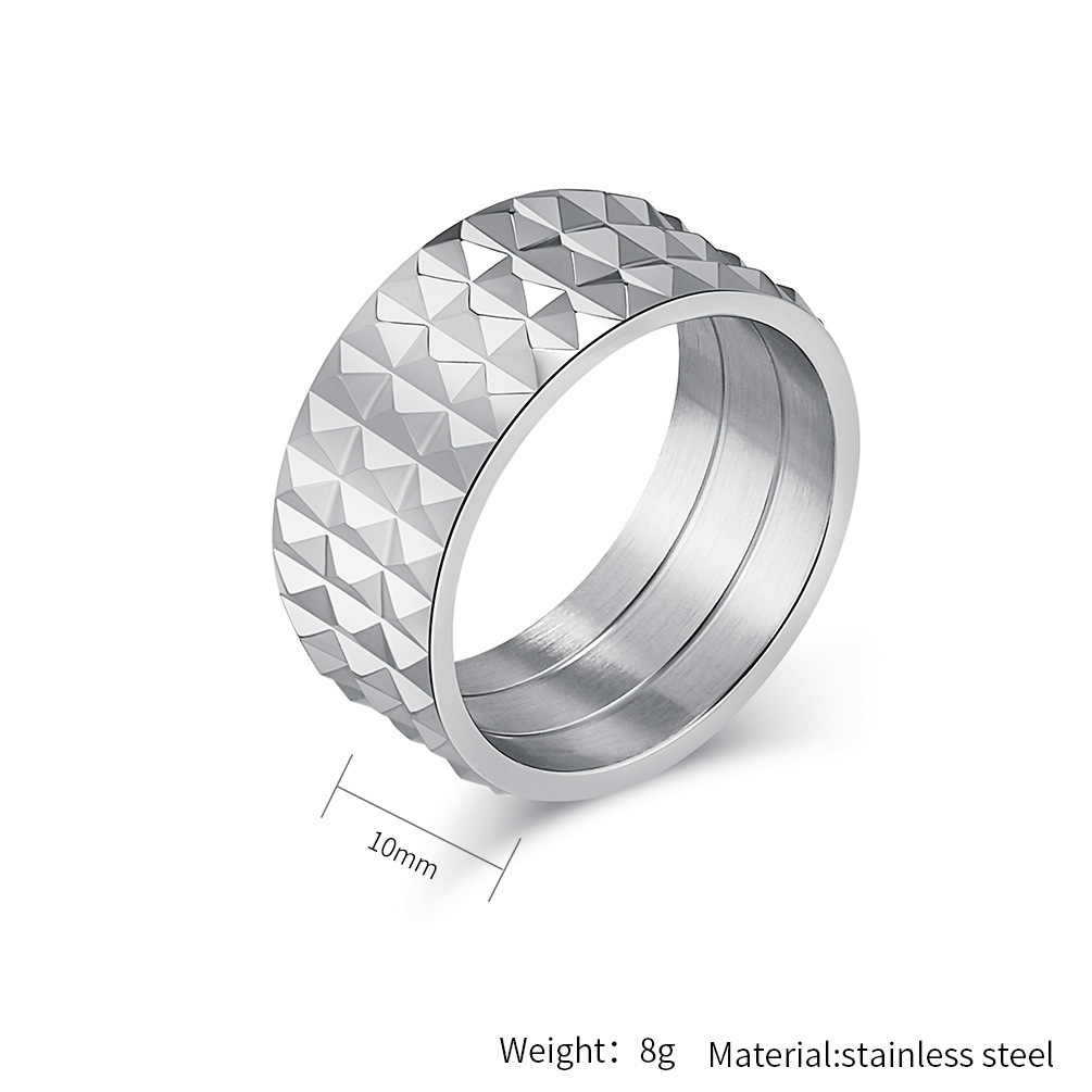 Kemstone Faceted Geometric Ring for Men & Women Stainless Steel K-R851