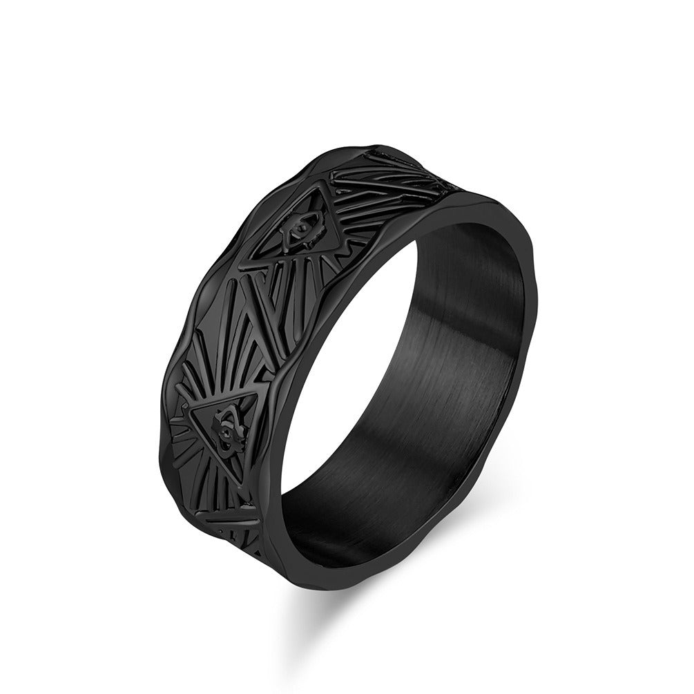 Kemstone Stainless Steel Horus Eye Ring for Men K-R820