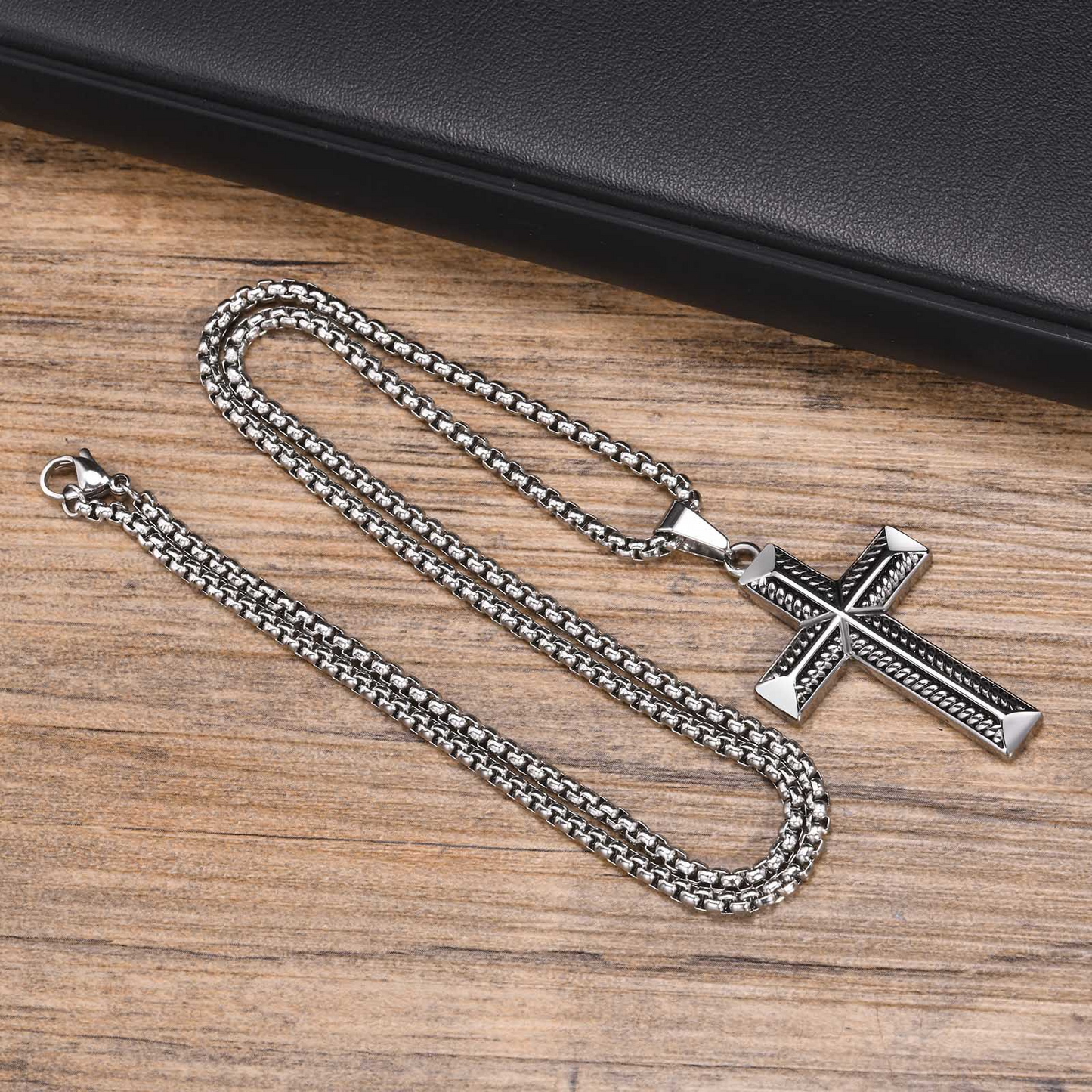Kemstone Stainless Steel Rope Cross Pendant Necklace for Men PN-1868