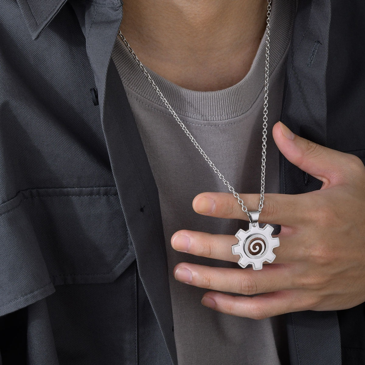 Kemstone Men’s Stainless Steel Gear Pendant Necklace – Industrial Style 60cm PN-650